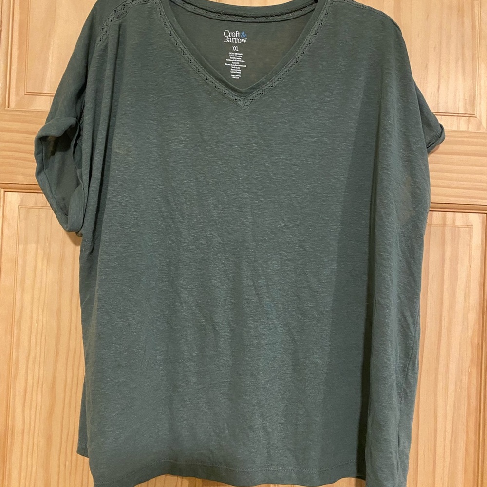Croft & Barrow Green Boxy Relaxed T-Shirt
